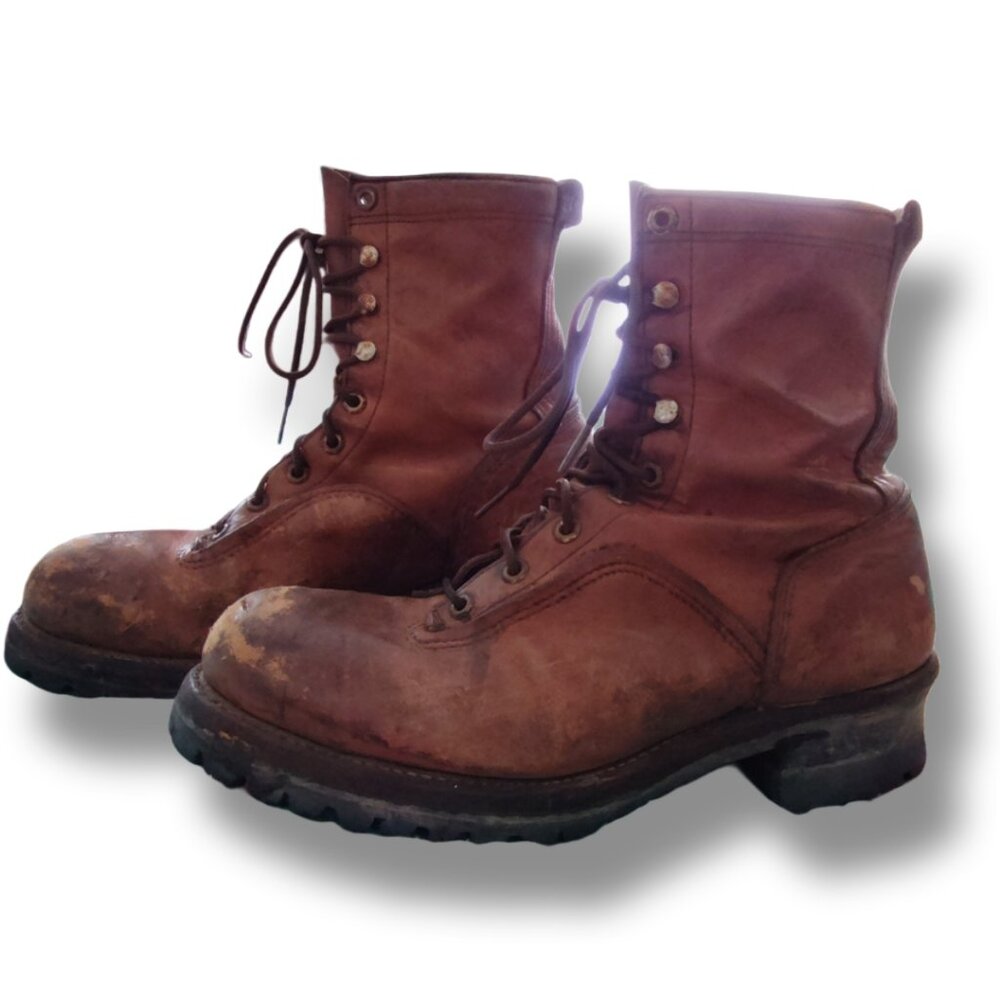 NOS Men's Walker 1527 Waterproof Leather STEEL TOE Logger Boots in size 11 EE